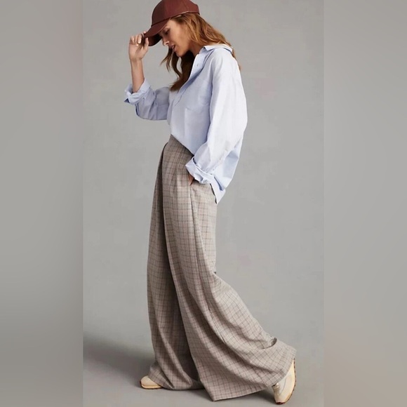 NWT Anthropologie Corey Lynn Calter Pleated Wide-Leg Plaid Trousers Pants Size S - Picture 4 of 16